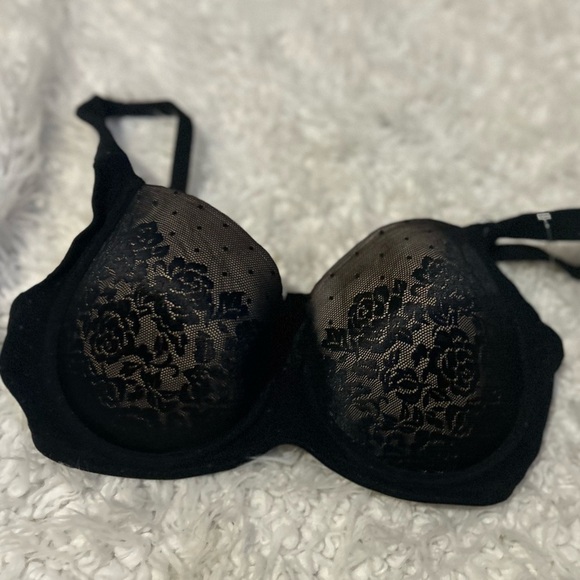👙$20 sale Soma Stunning Support Full Coverage black lace bra 32D NWOT padded - Picture 1 of 3